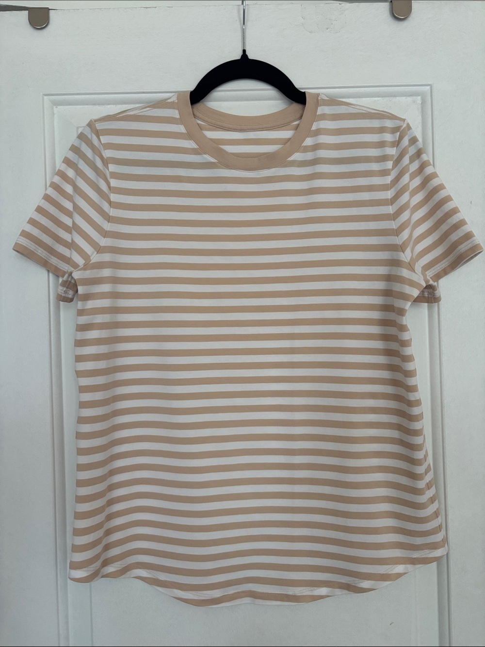 Lululemon Love Crew Tee, Tan Stripe, size 6